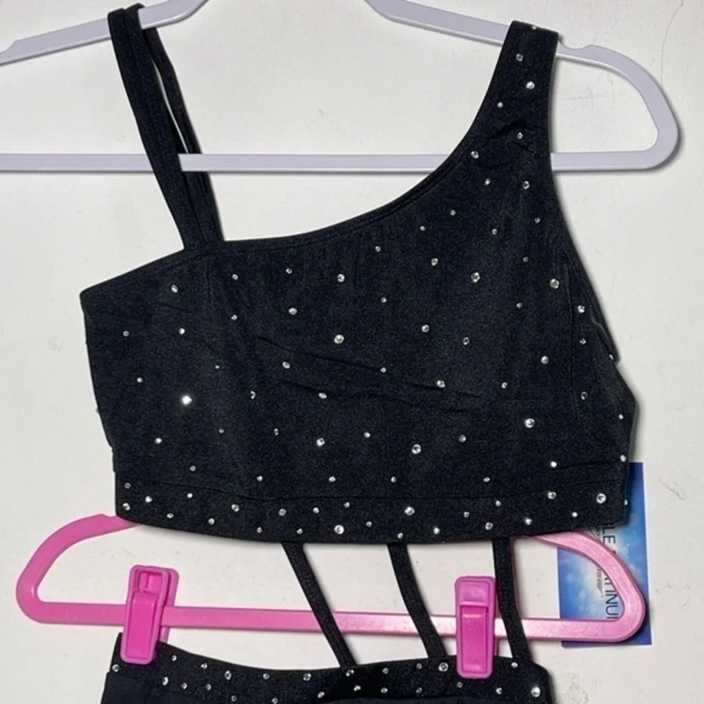 CXL Double Platinum Girls Harmony Asymmetrical Dress  Black dance dancewear
